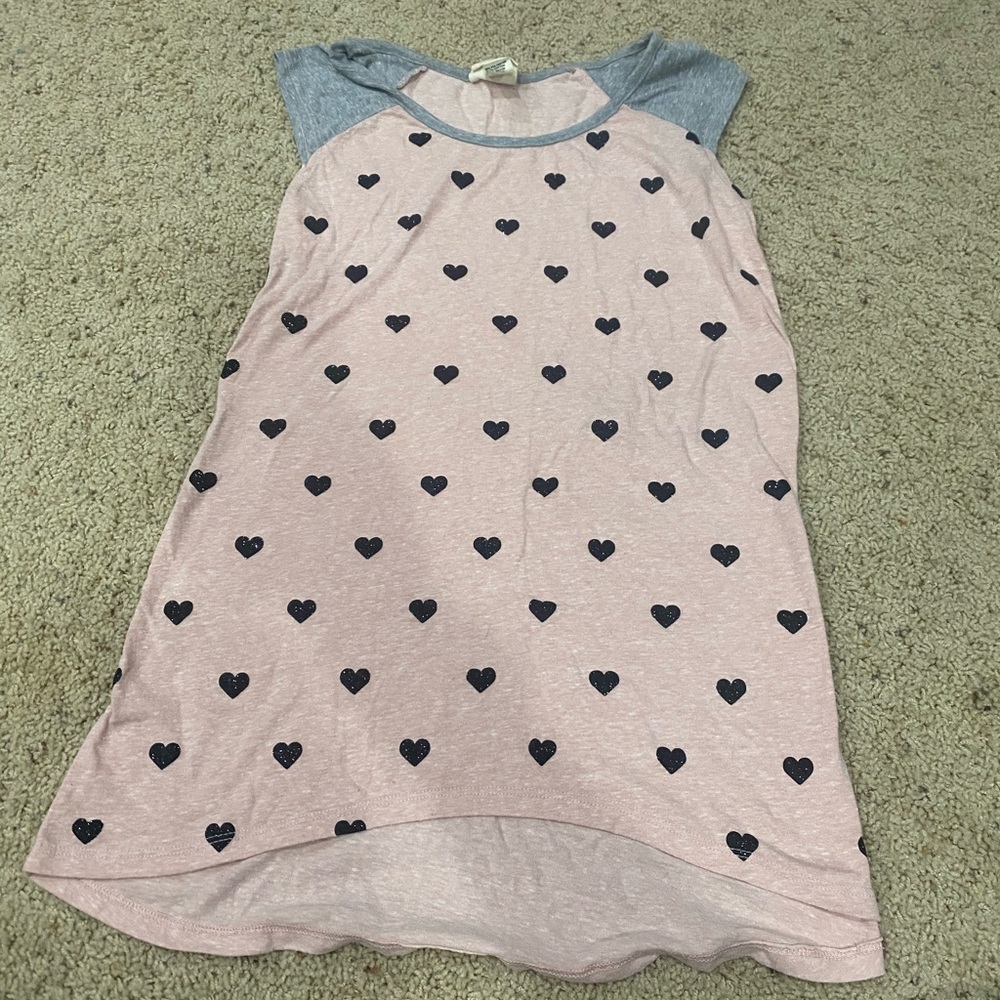 Self Esteem Pink Heart Print Raglan Top Size Small Casual Tee